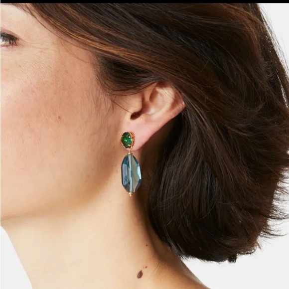 Kate Spade Treasure Trove Drop Earrings blue and green crystals - Picture 3 of 7